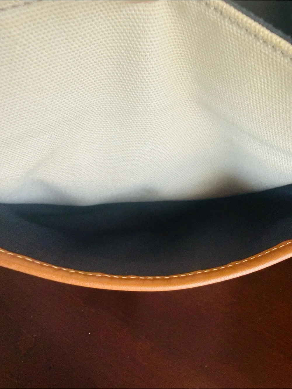COACH F70627 CREAM AND NAVY CANVAS TAN LEATHER TRIM UNISEX MESSENGER BAG 🌟EUC🌟
